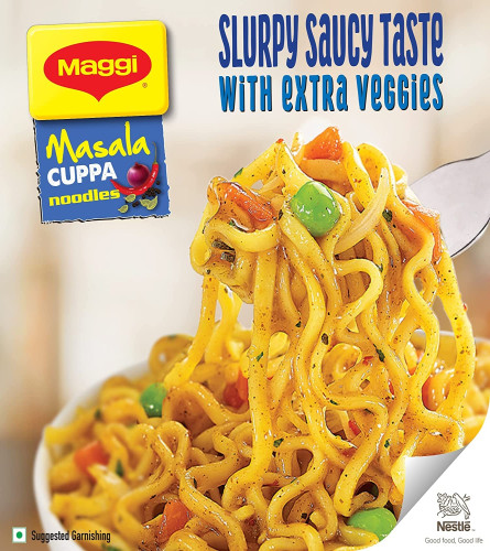 MAGGI Instant Cuppa Noodles, Masala - 70.5 Grams Pack | New Recipe | Delicious Slurpy Saucy Taste | With Extra Veggies ( Free Shipping )