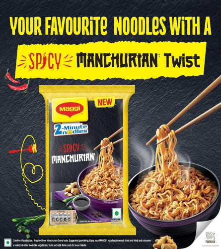 MAGGI 2-Minute Spicy Manchurian Noodles, Easy to Cook Instant Noodles, 244g ( Free Shipping )