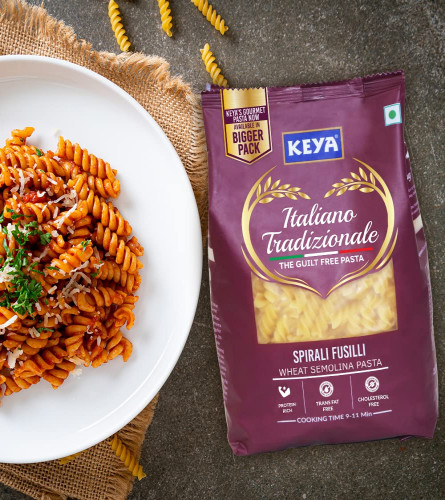 Keya Fusilli Pasta 1kg, 100% Durum Wheat Pasta | Vegetarian | No MSG | Low in Calories | No Trans Fats | Healthy | Cooked in 10 Minutes ( Free Shipping )