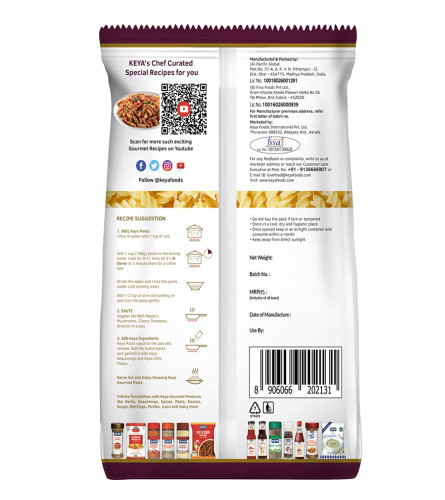 Keya 100% Durum Wheat Fusilli Pasta 400 gm, Pack 2 ( Free Shipping )