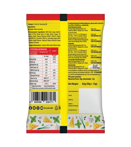 KEYA Macaroni Mac n Cheese Pasta with Mac & Cheese Saucemaker Sachet Inside, 62g, Pack 5 ( Free Shipping )