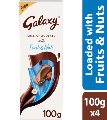 Galaxy seidig glatte Milchschokolade mit Früchten und Nüssen 100 gm (4er-Pack)
