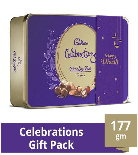 Cadbury Celebrations Rich Dry Fruit Chocolate Gift Pack, 177g with Extra Happy Diwali Sleeve ( Free Shipping )