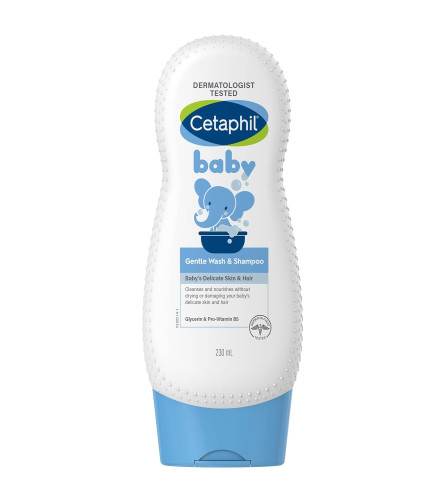 Cetaphil Baby Shampoo & Wash, Blanco, Manzanilla, 230 Ml