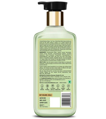 St.Botanica Oriental Botanics Neem, Tea Tree and Basil Anti Acne Body Wash - No Parabens and Sulphates, Cruelty Free and Vegan (250 ml) (Free Shipping)