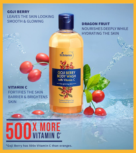 St.Botanica Goji Berry Vitamin C Body Wash, 300ml with Goji Berry, Niacinamide & Dragonfruit for Fresh & Glowing Skin | For Dry or Oily Skin | For Women & Men | No Parabens | Cruelty Free & Vegan (Free Shipping)