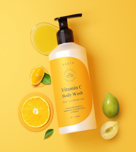 ARATA 1% Vitamin C Daily Glow Body Wash | For soft & even toned skin | Long Lasting Fragrance | Body Shower Gel - 300ml (Free Shipping)