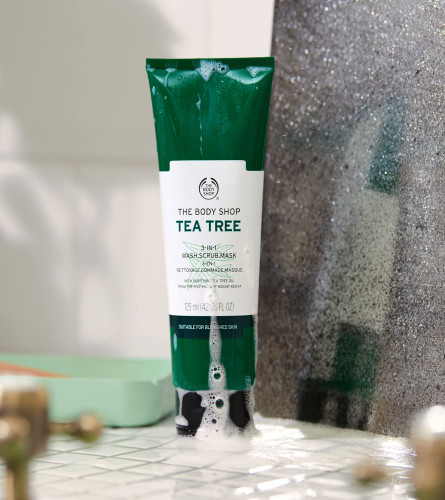 The Body Shop Tea Tree 3 in 1 Wash Scrub Mask, 125ml (Free Shipping)