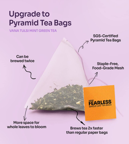 Fearless Tulsi-Minz-Grünteebeutel mit Bio-Vana-Tulsi-Blättern, 25 Stück (2er-Pack)