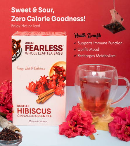 Fearless Hibiskus-Zimt-Grünteebeutel 25 Stück (2er-Pack) Kostenloser Versand
