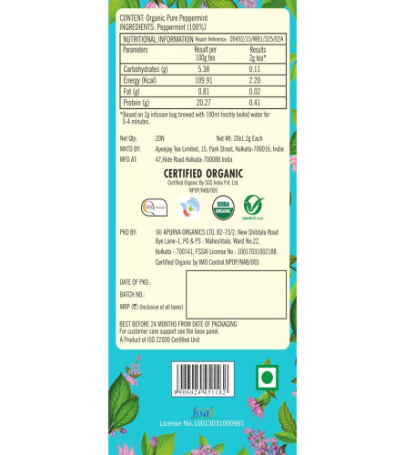 Ty-phoo Erfrischender Bio-Pfefferminztee mit reinen Pfefferminzteebeuteln 20 Stück (2er-Pack) Kostenloser Versand