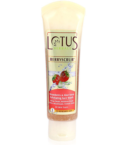 lotus-herbals-berryscrub-strawberry-aloe-vera-exfoliating-face-wash-deep-cleaning-blackhead-removal-for-all-skin-types-120g-free-shipping-worldwide-