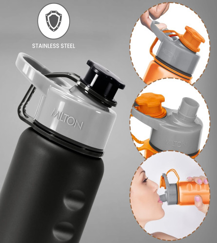 milton-gripper-stainless-steel-water-bottle-750-ml-black-leak-proof-easy-grip-light-weight-free-shipping-worldwide-