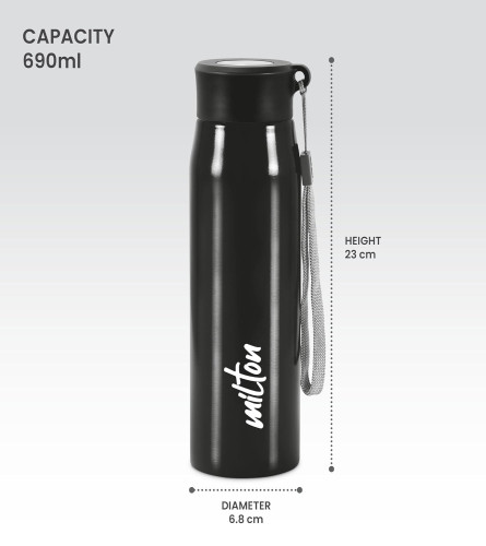 milton-handy-650-stainless-steel-water-bottle-690-ml-black-single-walled-leak-proof-easy-grip-easy-to-carry-gym-bottle-home-kitchen-hiking-treking-bottle-travel-bottle-free-shipping-worldwide-
