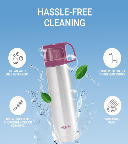 milton-glassy-500-thermosteel-24-hours-hot-and-cold-water-bottle-with-drinking-cup-lid-500-ml-pink-leak-proof-office-bottle-gym-bottle-home-kitchen-hiking-trekking-travel-bottle-free-shipping-worldwide-