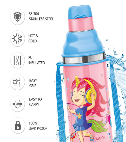 milton-kool-stunner-400-insulated-school-kids-bottle-with-inner-steel-420-ml-pink-leak-proof-pu-insulated-hot-cold-easy-grip-free-shipping-worldwide-