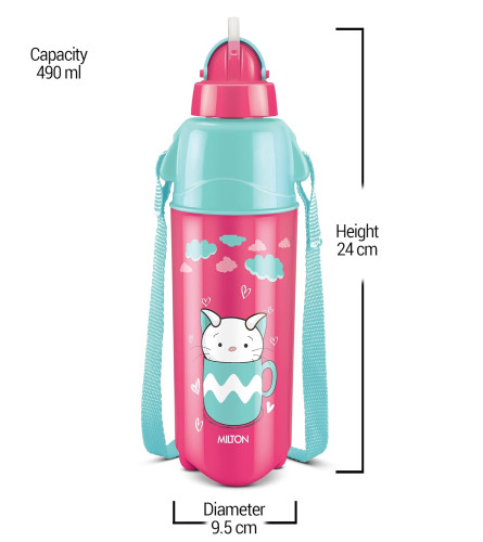 milton-kool-trendy-500-plastic-insulated-water-bottle-with-straw-for-kids-490-ml-cherry-pink-school-bottle-picnic-bottle-sipper-bottle-leak-proof-bpa-free-food-grade-easy-to-carry-pack-of-1-free-shipping-worldwide-