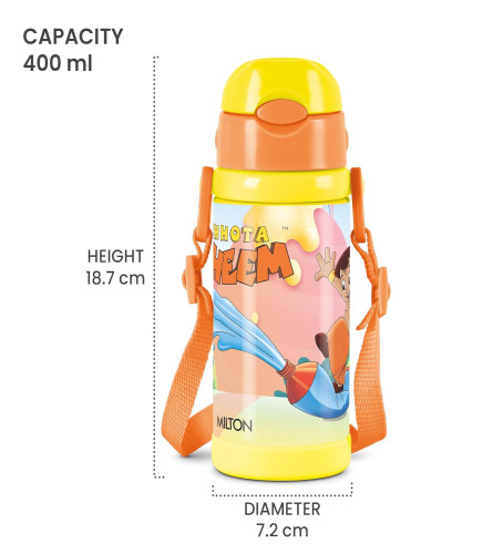 milton-charmy-450-chota-bhim-thermosteel-kids-water-bottle-400-ml-yellow-vacuum-insulated-hot-cold-leak-proof-rust-proof-school-picnic-free-shipping-worldwide-