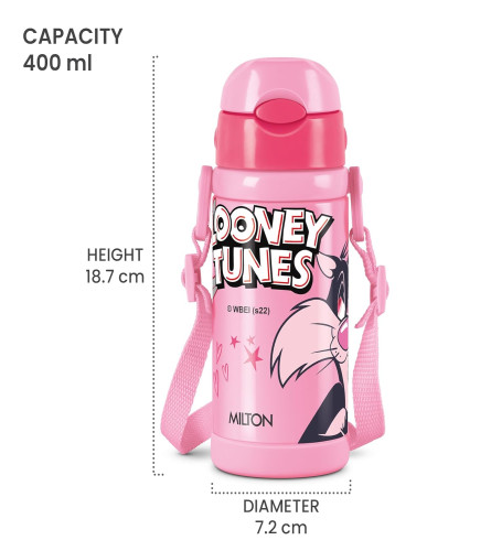 milton-charmy-450-looney-tunes-thermosteel-kids-water-bottle-400-ml-pink-vacuum-insulated-hot-cold-leak-proof-rust-proof-school-picnic-free-shipping-worldwide-