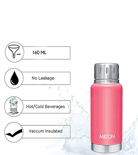 milton-elfin-160-thermosteel-hot-and-cold-water-bottle-160-ml-pink-leak-proof-easy-to-carry-office-bottle-hiking-trekking-travel-bottle-gym-home-kitchen-bottle-free-shipping-worldwide-