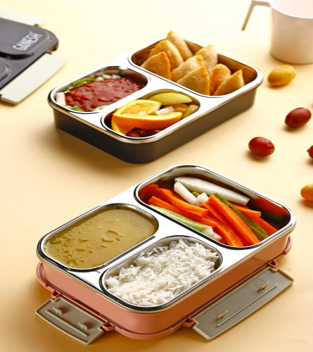 ganesh-stainless-steel-3-compartment-insulated-lunch-box-for-school-office-airtight-leak-proof-unbreakable-lid-free-shipping-worldwide-