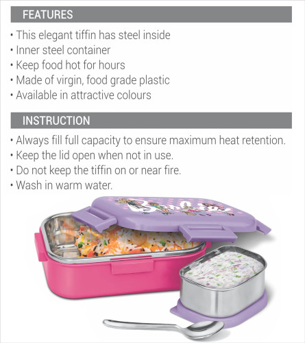 milton-flatmate-barbie-inner-stainless-steel-tiffin-box-700-ml-with-inner-stainless-steel-container-200-ml-and-spoon-cherry-pink-food-grade-school-lunch-box-picnic-free-shipping-worldwide-