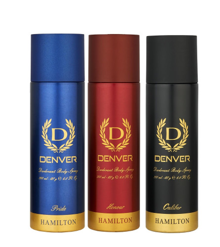 DENVER Caliber, Honour & Pride Deodorant - 200 ml Each (Combo Pack of 3)