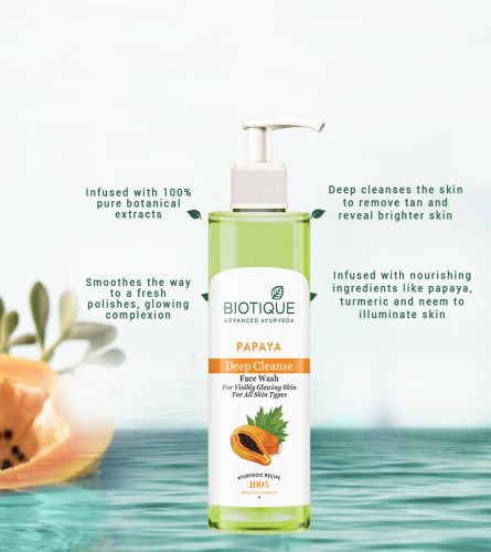 Biotique Papaya Deep Cleanse Face Wash 200ml - free shipping