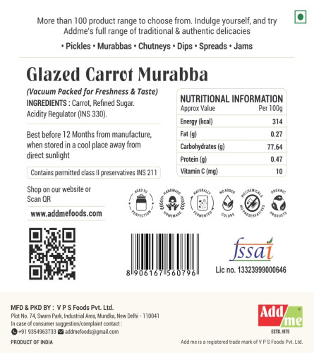 Add me Carrot Murabba 1kg Vacuum Pack Without Syrup Gajar ka Murabba - 1 Kg