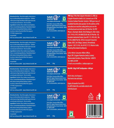 Colgate MaxFresh 600g (150g x 4, Pack of 4) Breath Freshener Toothpaste, , Peppermint Ice, Blue Gel Paste with Menthol, Cooling crystals for bad breath control