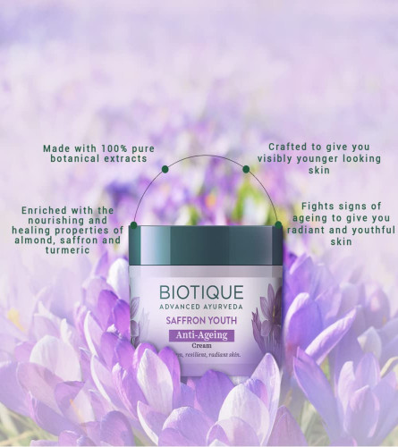 Biotique Bio Saffron Dew Youthful Moisturizer 50gm (pack of 2) free ship