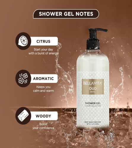 Bella Vita Luxury OUD WHITE Body Wash Shower Gel for Women & Men 500 ml