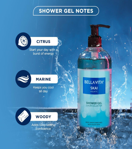 Bella Vita Luxury Skai Aquatic Body Wash Shower Gel for Men and Women 500 ml
