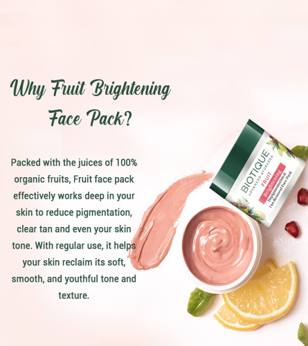 Biotique Fruit Brightening Depigmentation and Tan Removal Face Pack 75gm x 2 pack