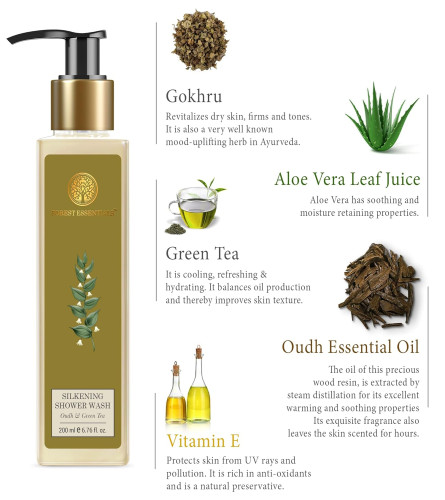 Forest Essentials Oudh and Green Tea Silkening Shower Wash 200 ml