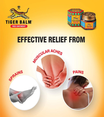 Tiger Balm Red Ointment Ayurvedic Pain Relief Balm 21 ml ( Pack of 4 )