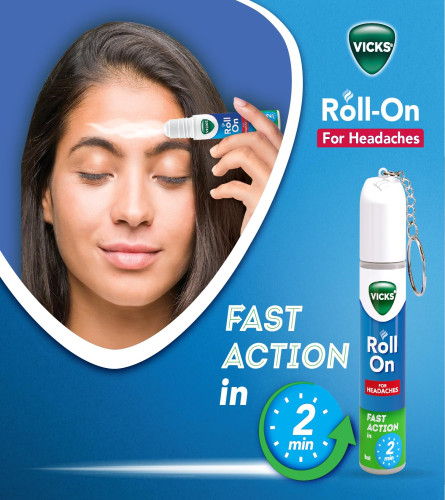 Vicks Headache Relief Roll-On with Menthol & Camphor 8 ml ( Pack of 8 )