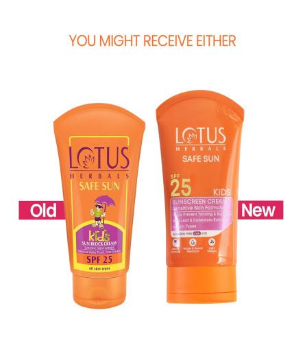 Lotus Herbals Safe Sun Kids Sunblock Cream SPF 25 100g - free shipping