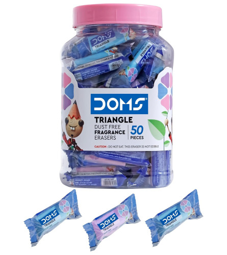 Doms Triangular Dust Free Fragrance Eraser Jar Pack 50 Pieces