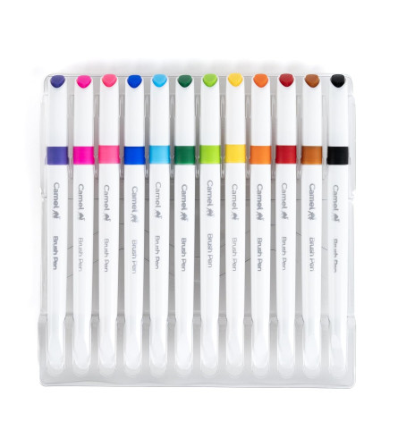Camel Camlin Brush Pen 12 Shades, Bold - Assorted