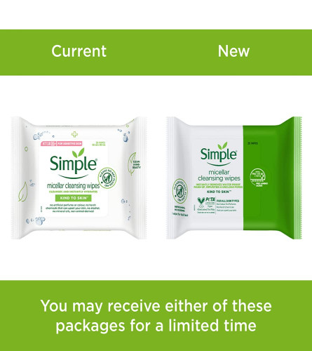 SHEA MOISTURE Simple Kind To Skin Micellar Cleansing Wipes 25 wipes (pack of 2)