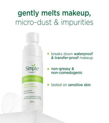 Simple Kind To Skin Cleansing Jelly Oil 50ml - free shipping