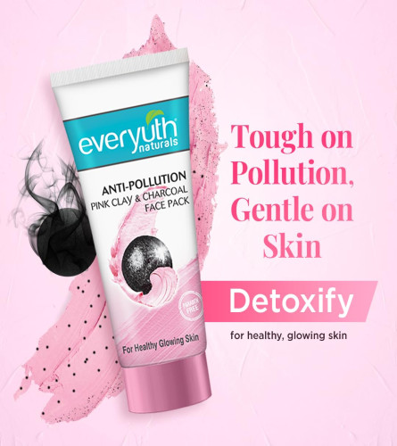 Everyuth Naturals Anti Pollution Pink Clay & Charcoal Face Pack 100g (pack of 2) free ship