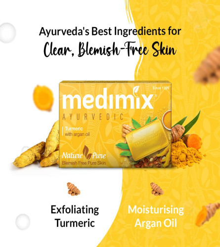 Medimix Ayurvedic Tumeric & Argan Oil Bathing Bar 125 g (Buy 4 Get 1 Free)