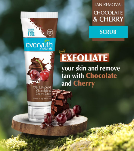 Everyuth Naturals Pure & Light Tan Removal Choco Cherry Scrub, 50Gm, Bottle (pack of 2)