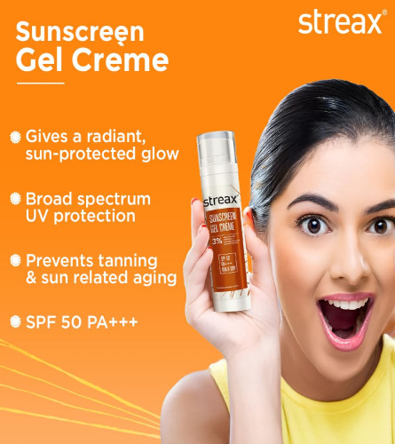 Streax Sunscreen Gel Crème SPF 50 PA+++, 50g (Pack of 2)