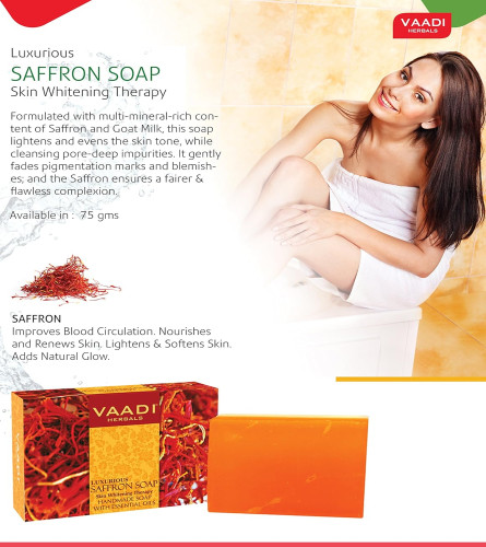 Vaadi Herbals Value Luxurious Saffron Skin Whitening Therapy Soap 75 g (Pack of 3)