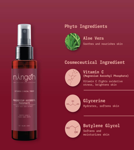 Ningen Vitamin C Face Toner for Glowing Skin with Aloe Vera Extract 200ml - free ship
