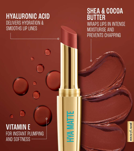 Lakme 9to5 Hya Matte Lipstick Blush Business Lady Brown 3.6 gm - free ship
