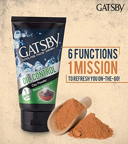 GATSBY Cooling Face Wash - Oil Control For Deep Cleansing 100 gm (Pack of 2)